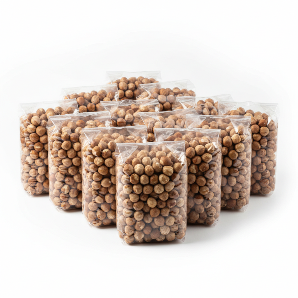 avellanas europeas bolsas plasticas de 500 gramos sin texto en fondo blanco
