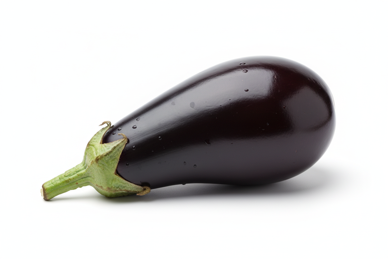 berenjena unidad en fondo blanco