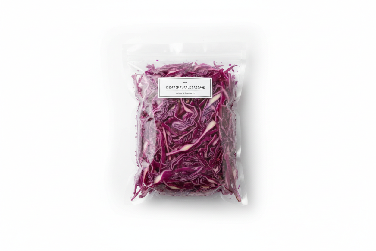 bolsa de repollo morado picado con fondo blanco