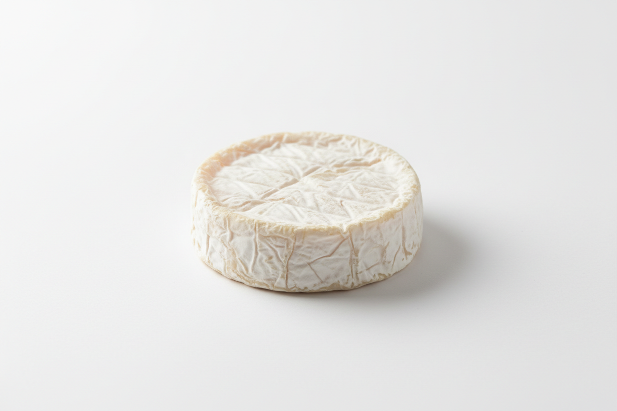 queso de cabra en pieza con fondo blanco