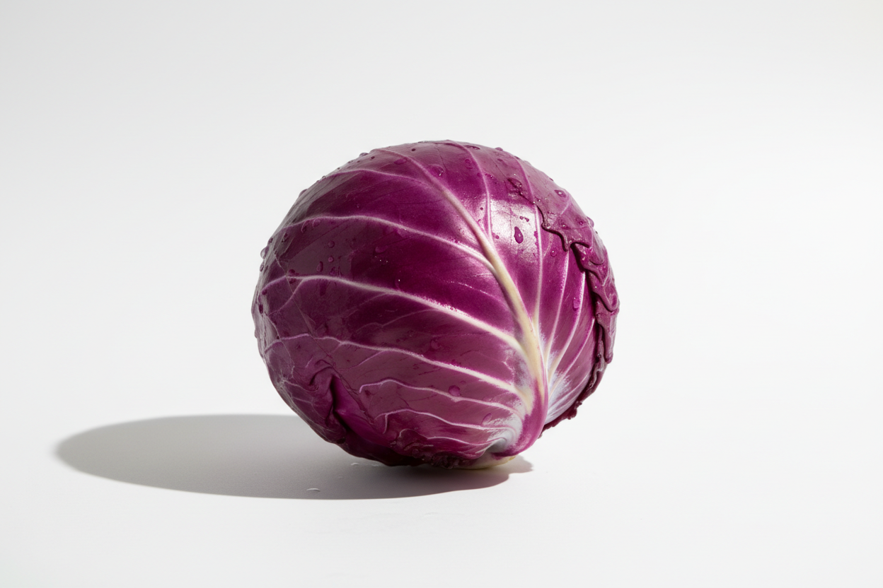 repollo morado unidad en fondo blanco