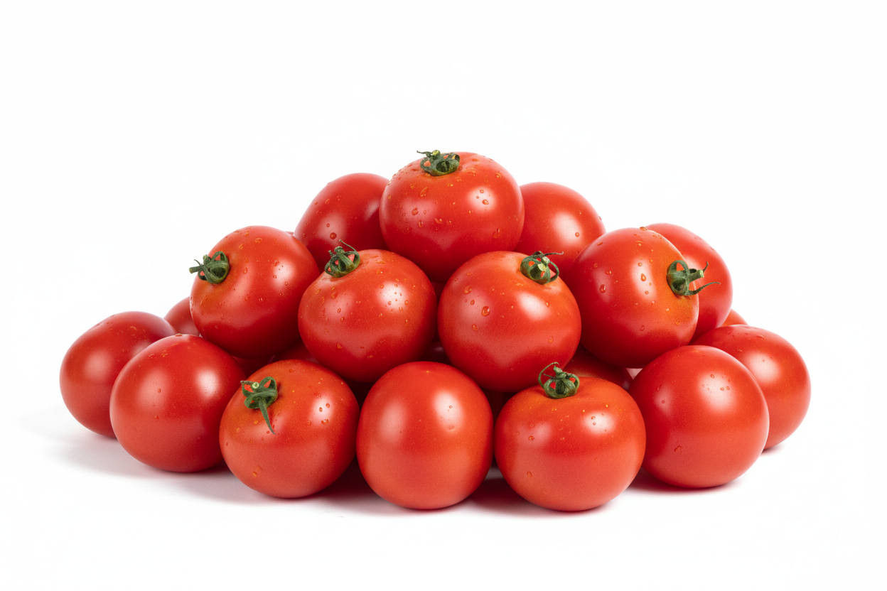 tomate a granel en fondo blanco