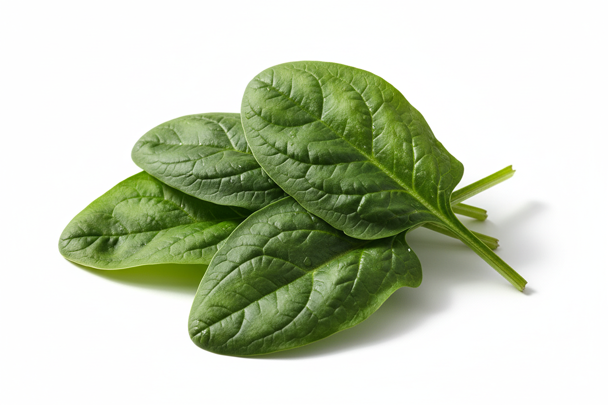 unidad de espinaca en fondo blanco